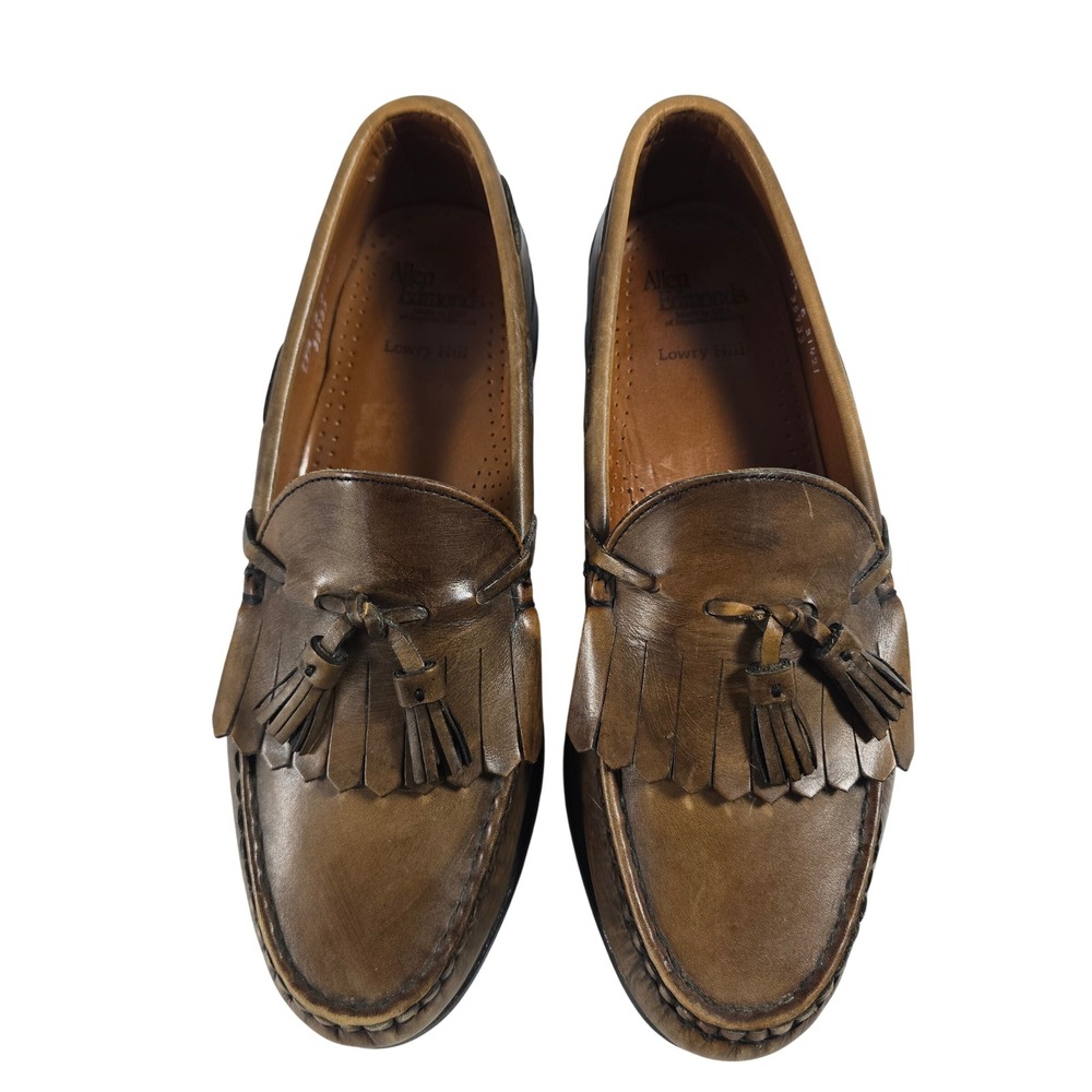 Allen Edmonds Lowry Hill Mens 9.5 E Tan Leather Kiltie Tassel Loafers 31421